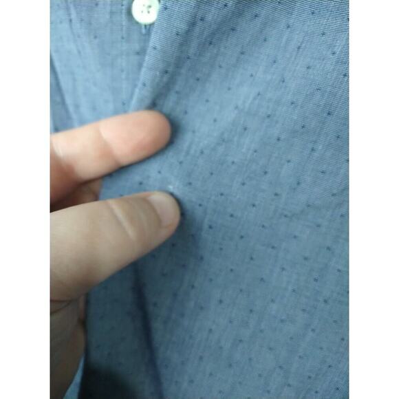 Michael Kors Men L Shirt Button Collared Long Sleeve Blue Collared Button Wrist - Picture 3 of 9